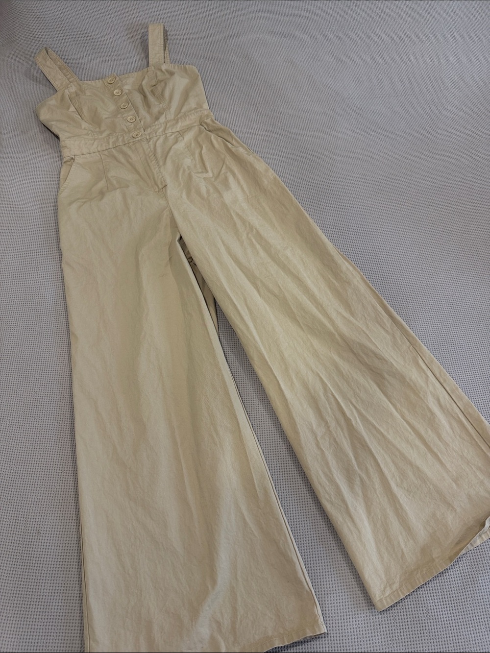 Petal & Pup Cream Wide-Leg Button-Front Jumpsuit